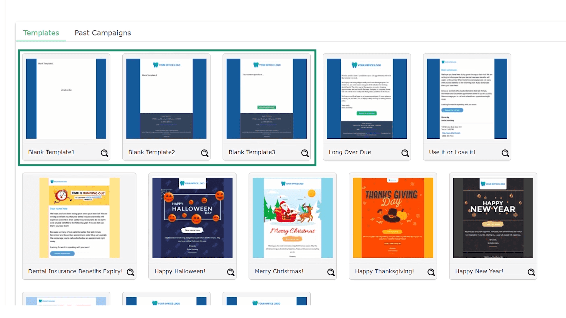Blank email templates in PracticeDilly