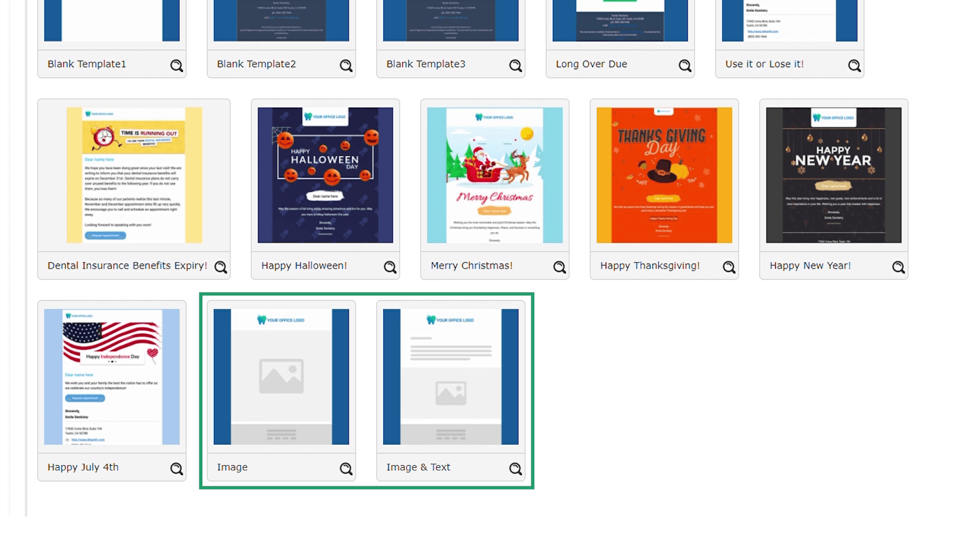 Email templates for a custom image