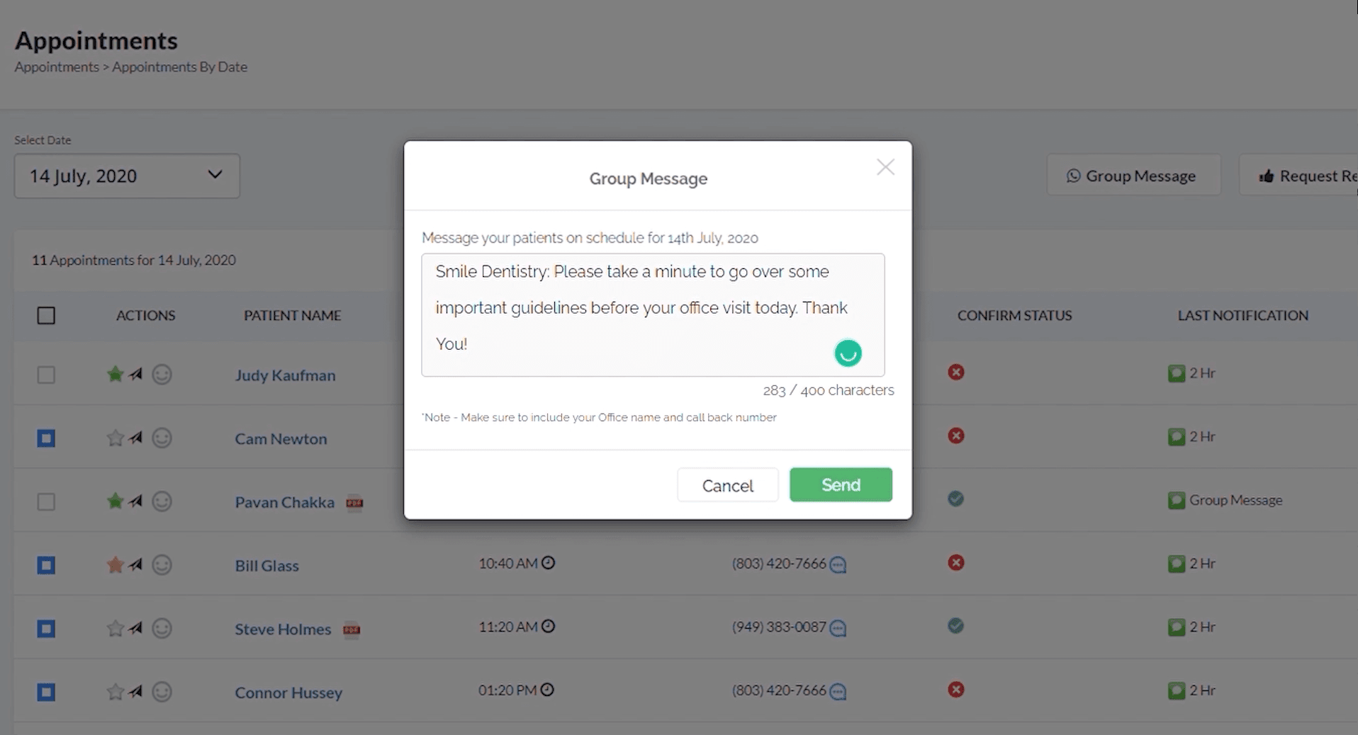 Writing and sending a group text message