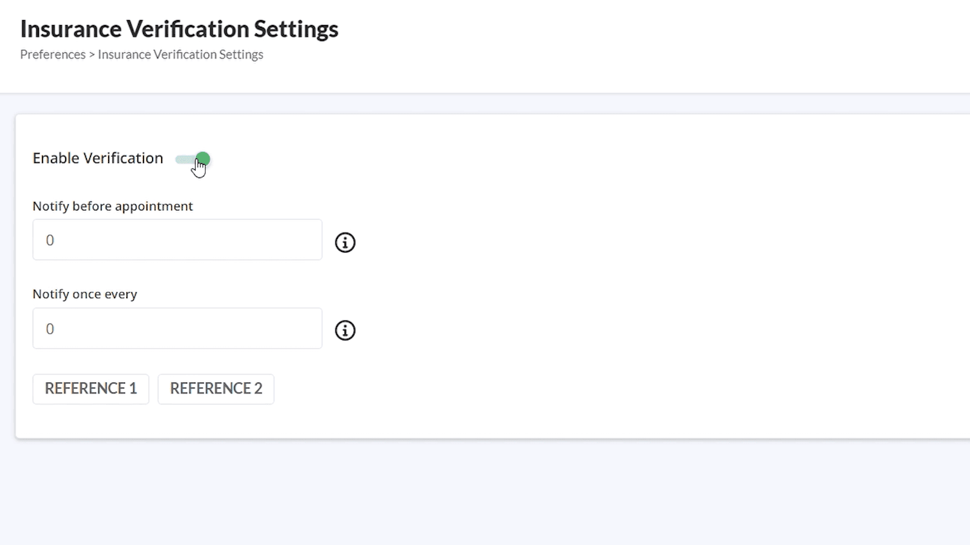 Enable Verification setting turned on