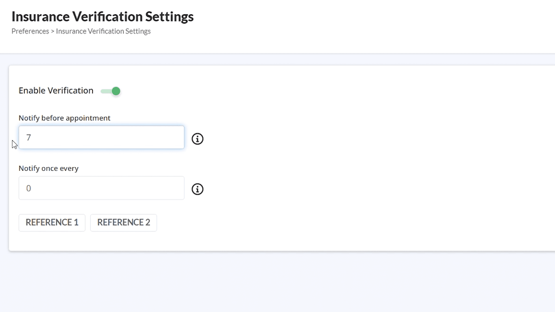Setting when an insurance-verification message is sent