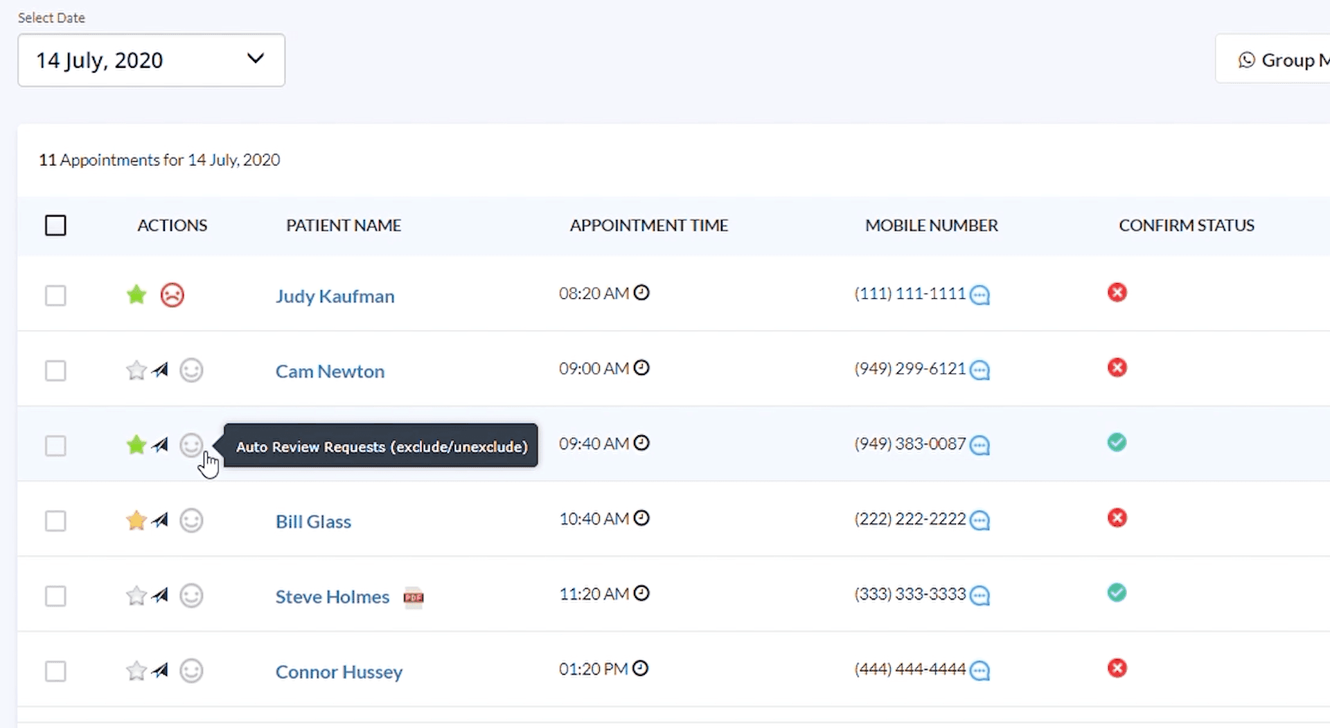 Patient included in automated online review requests