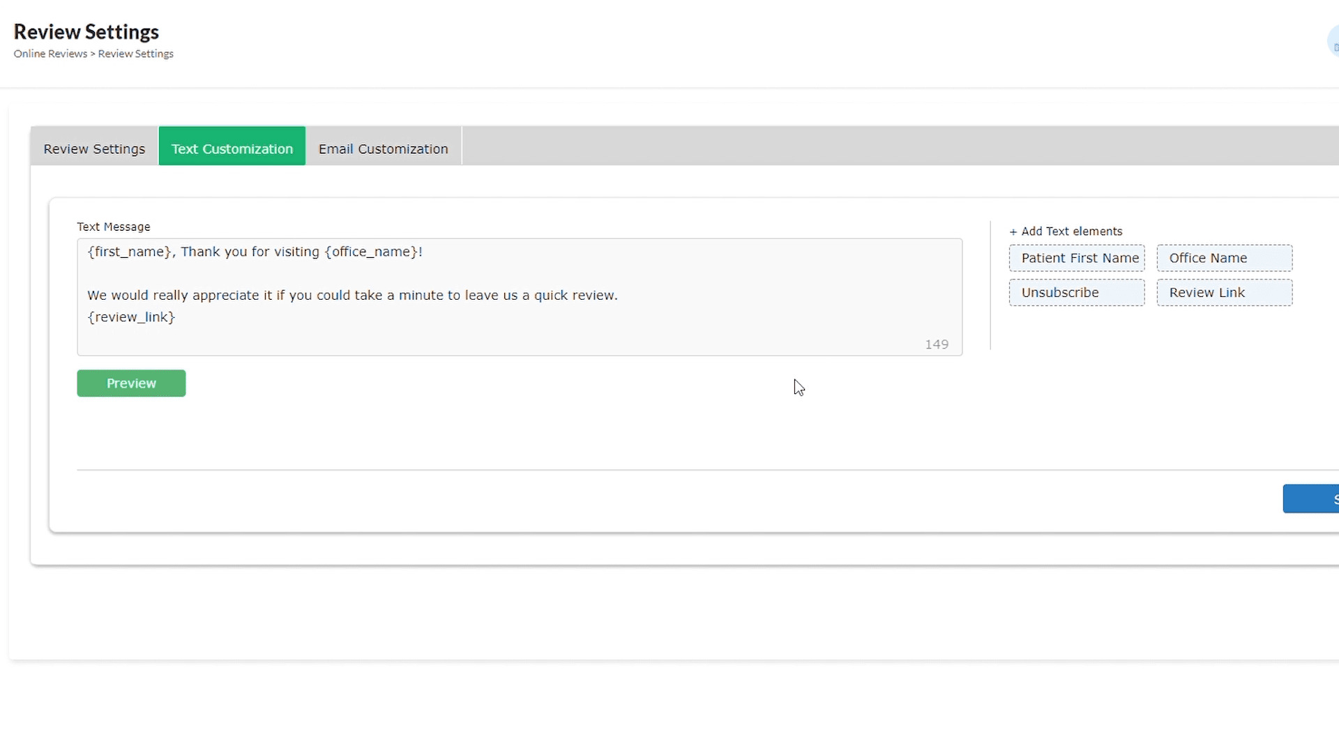 Editing an online review request message