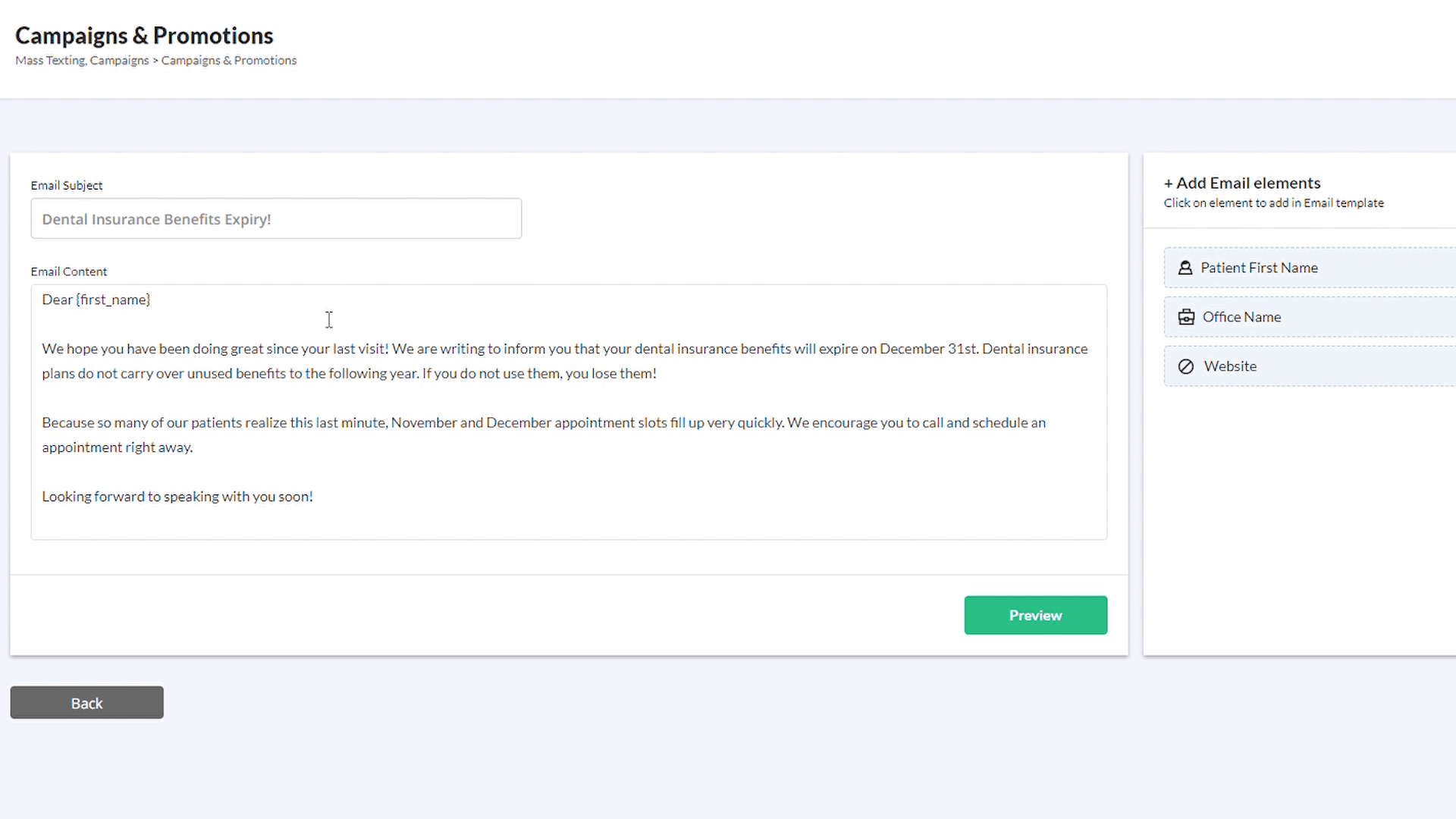 Email campaign content editor