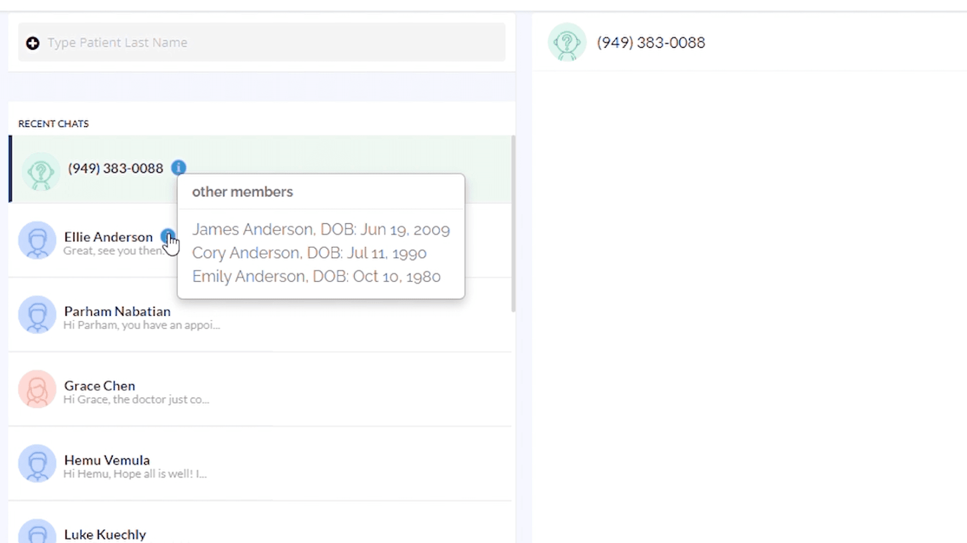 Patient information and image messaging options