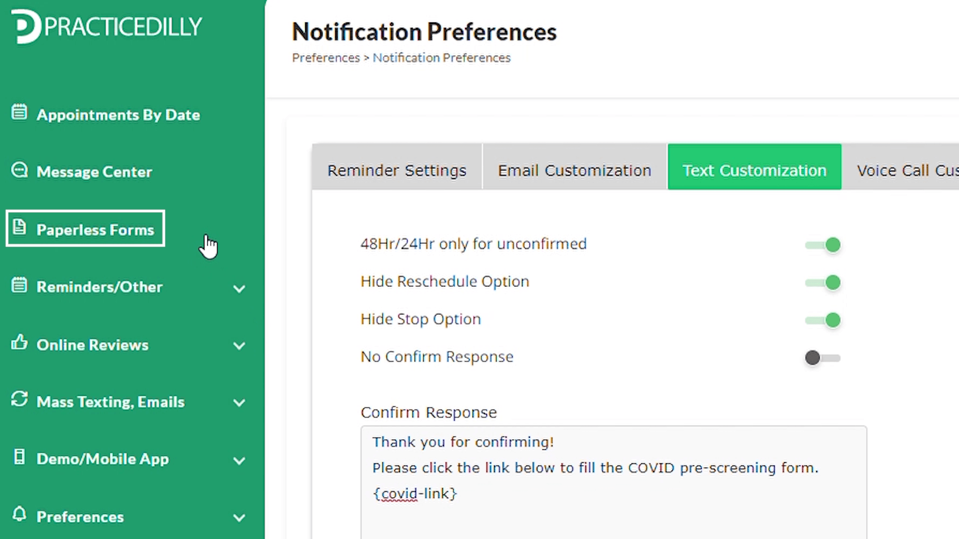 COVID-19 pre-screening form in Paperless Forms