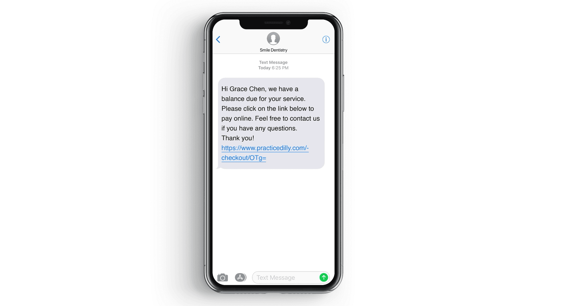 Payment request sent by text message and email