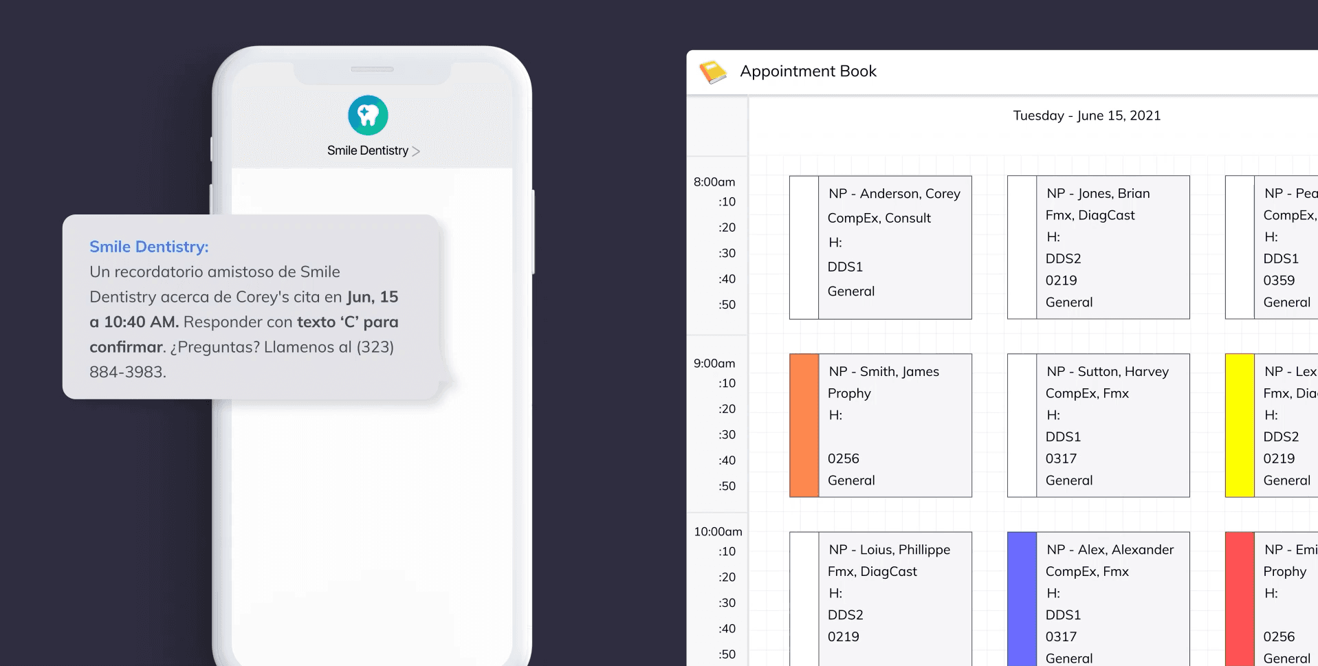 Appointment reminder messages sent in Spanish