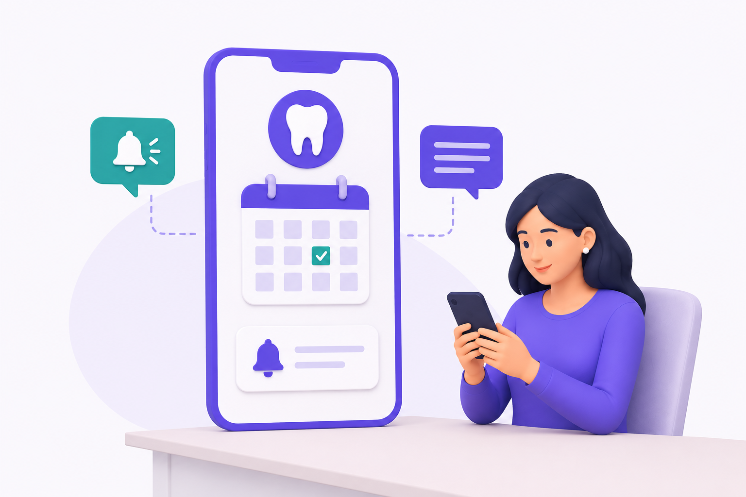 A patient receiving a dental appointment reminder on her phone