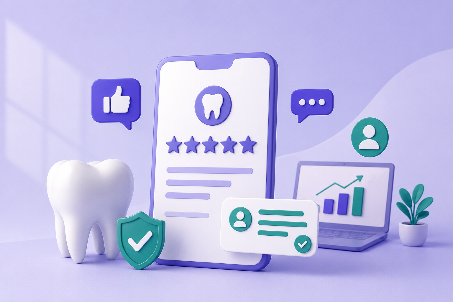 Dental reputation management shown through reviews, patient trust, and practice growth