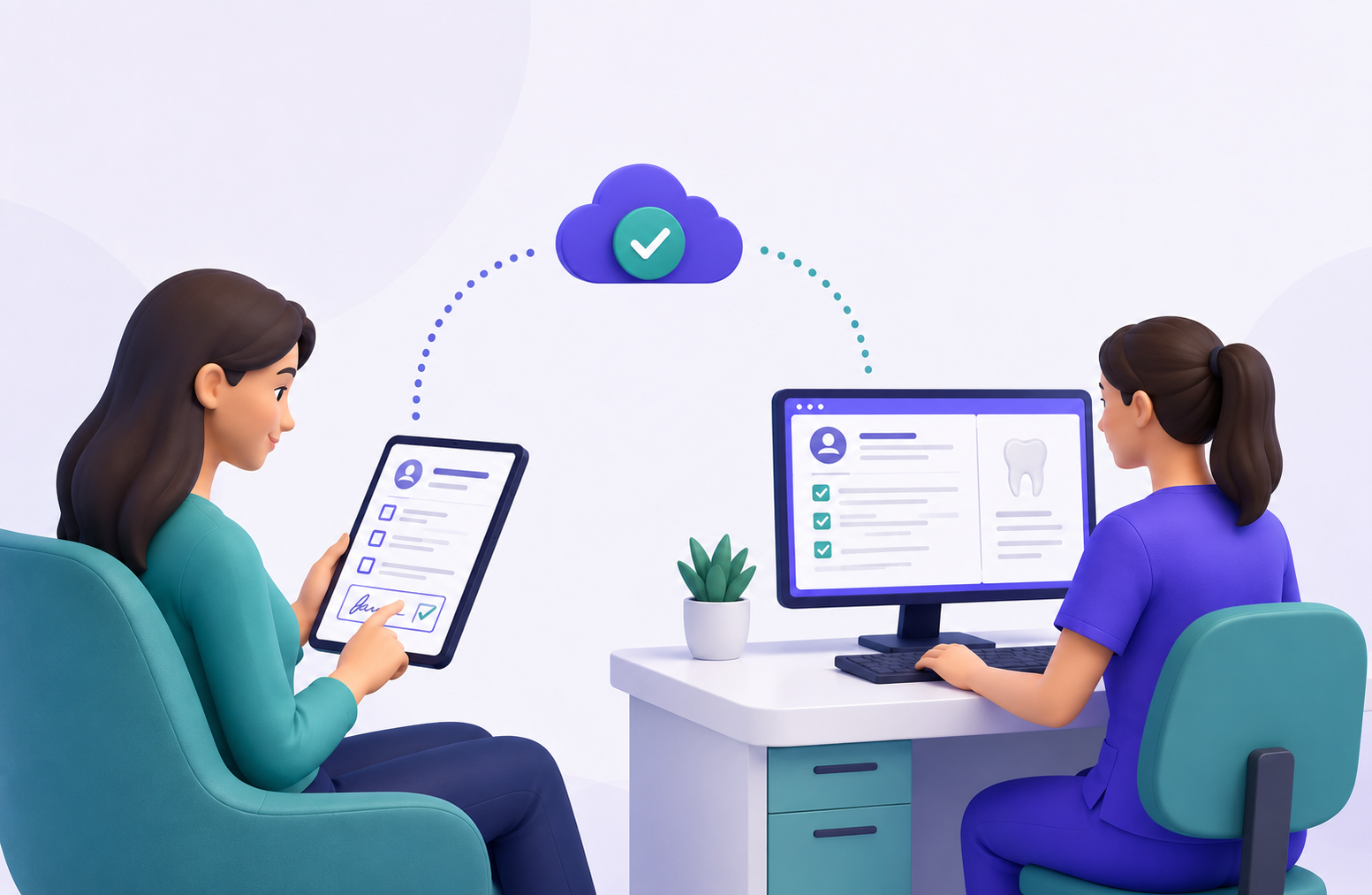 A dental practice using digital patient forms instead of paper