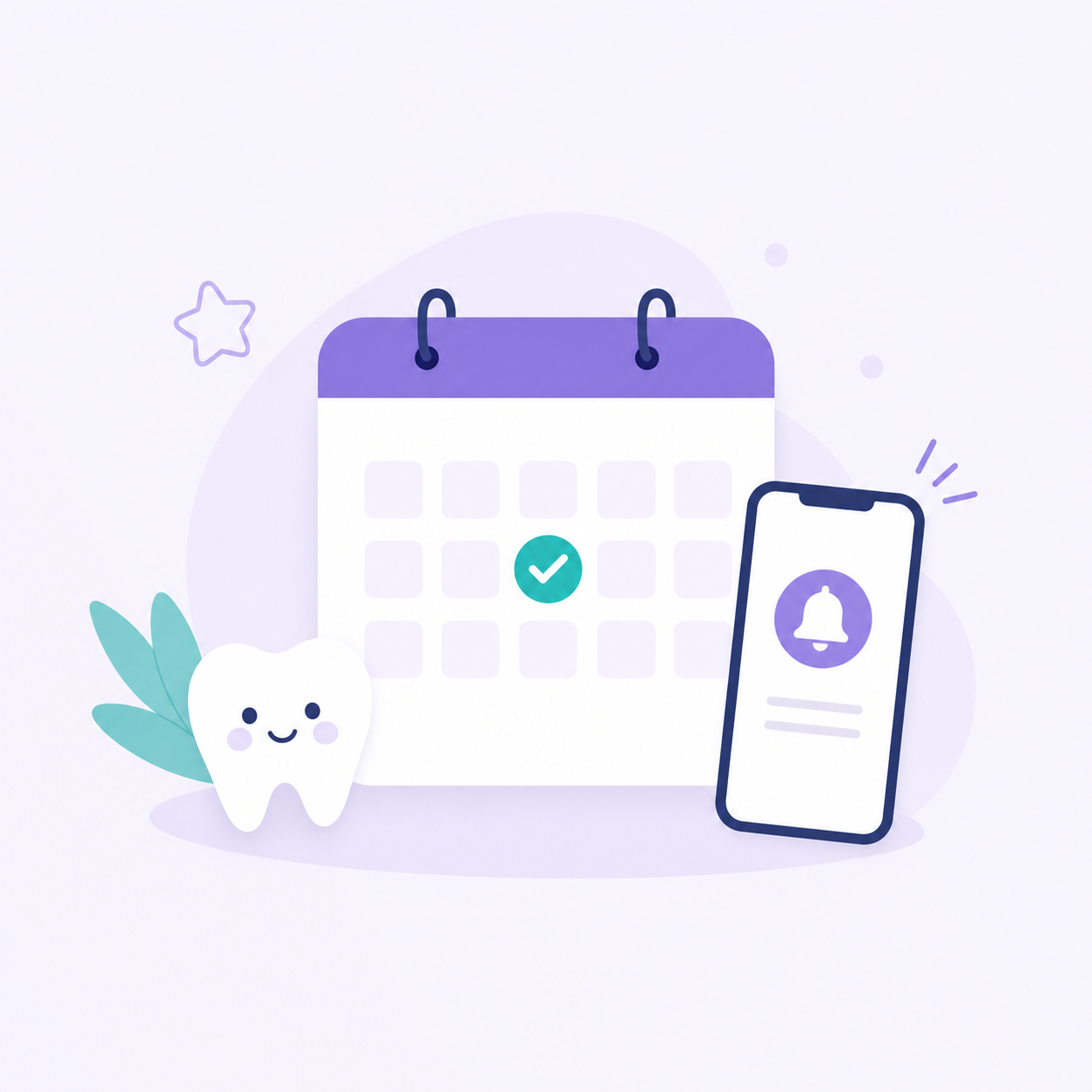 Custom illustration of a family-friendly dental mobile app experience