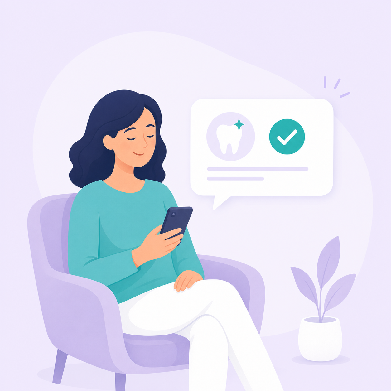 Custom illustration of parents confirming pediatric dental appointments by text