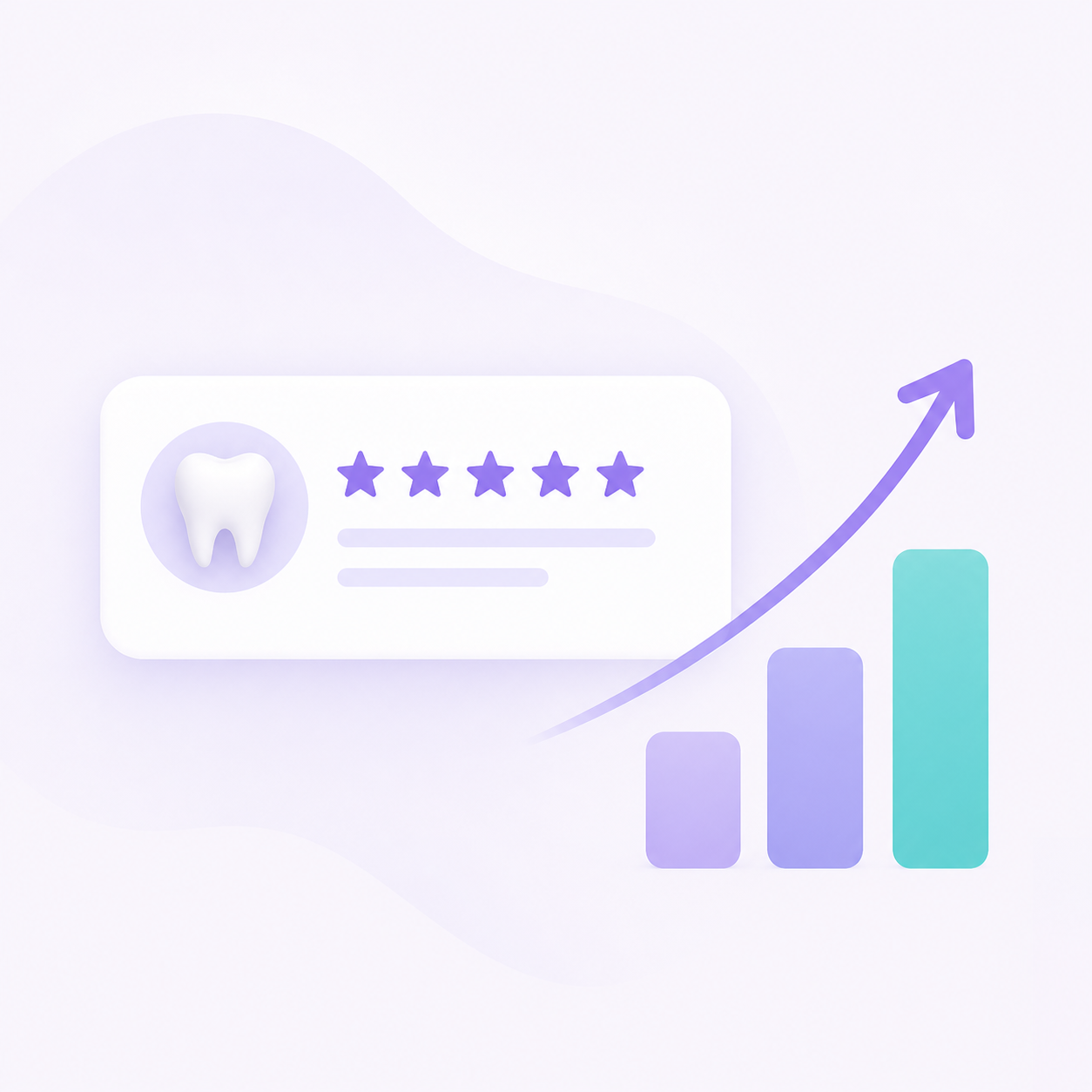 Custom illustration of Pacific Ocean Dental Group rating improving from 2.5 to 4.6 stars