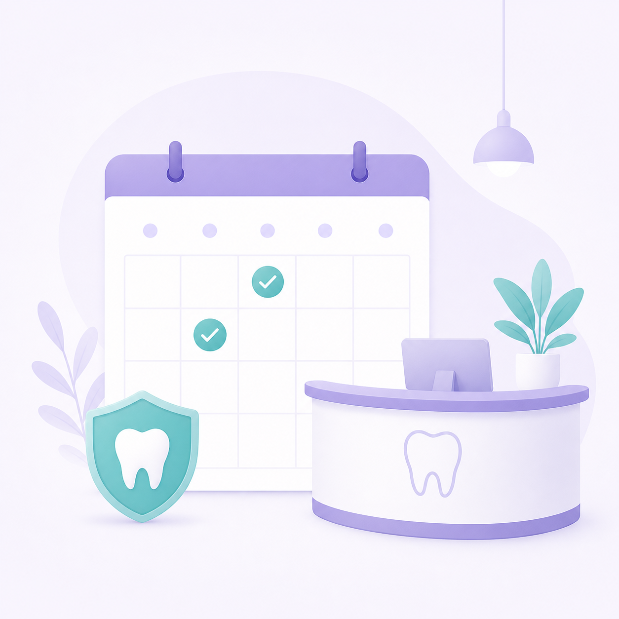 Custom illustration of a protected dental schedule after communication automation